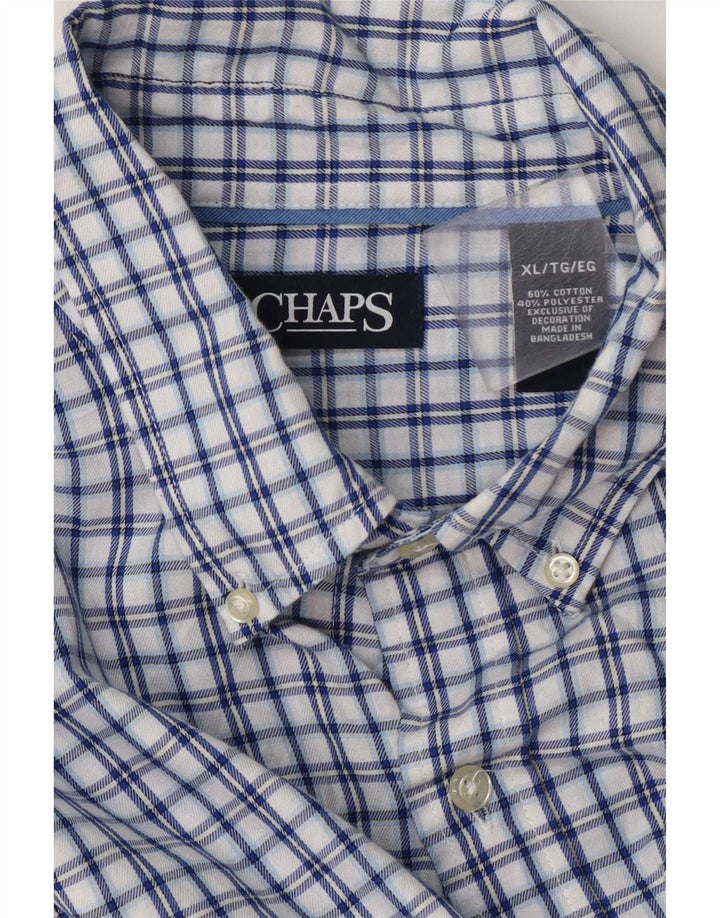 Chaps Camicia da uomo in flanella XL in cotone a quadri blu