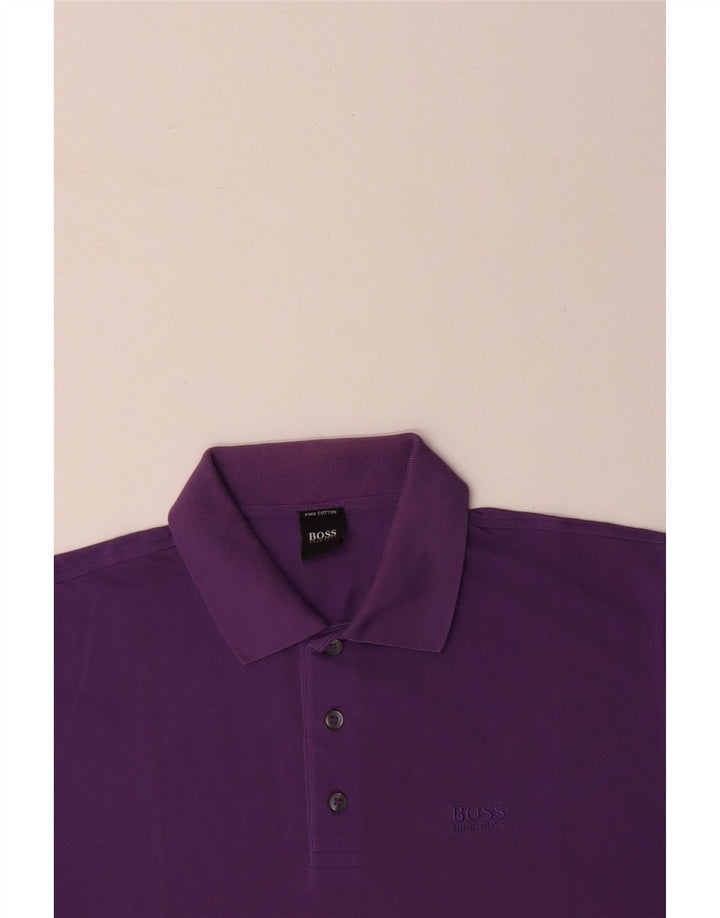 Polo da uomo HUGO BOSS in cotone viola medio