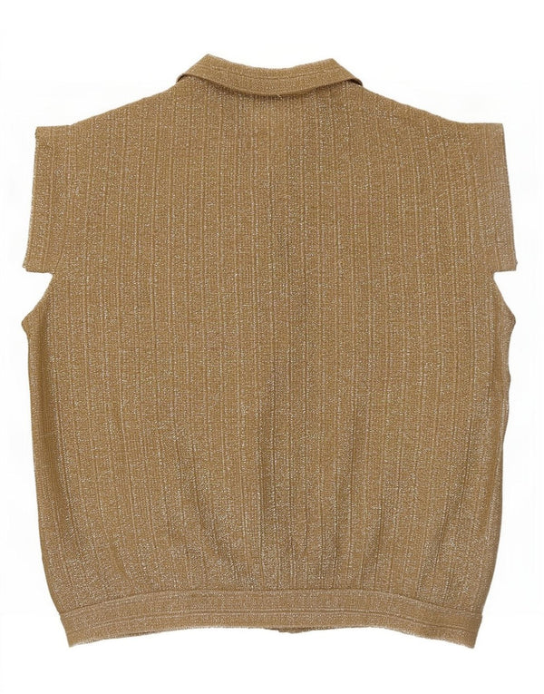 Camicetta vintage da donna a maniche corte IT 42 Gessato medio oro