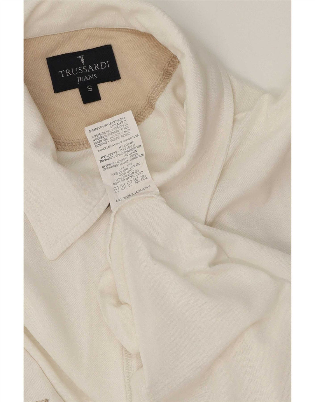 Polo Uomo Trussardi Jeans Small Bianca In Cotone