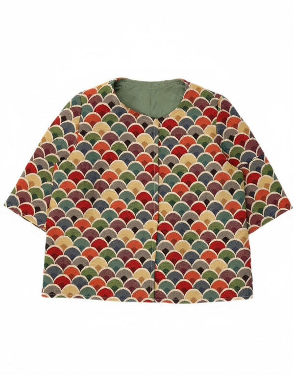 Giacca blazer vintage da donna con maniche a 3/4 UK 12 media multicolore