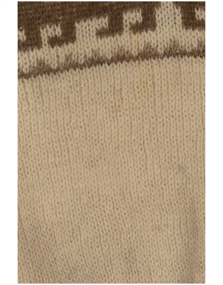 Canottiera vintage da donna IT 40 piccola lana Fair Isle beige