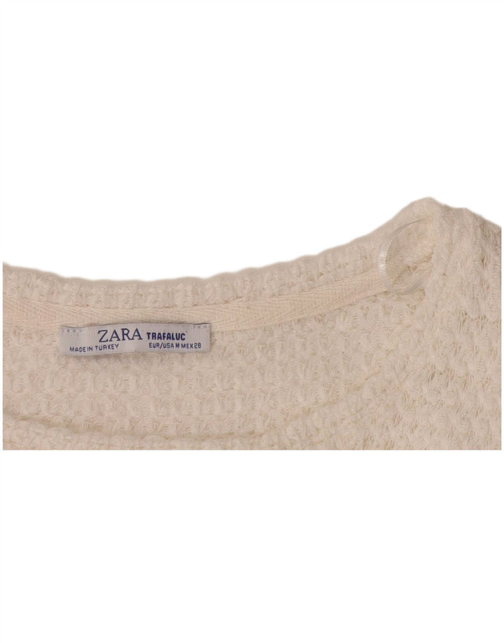 Top Zara Trafaluc in maglia da donna, camicetta UK 14, bianco medio
