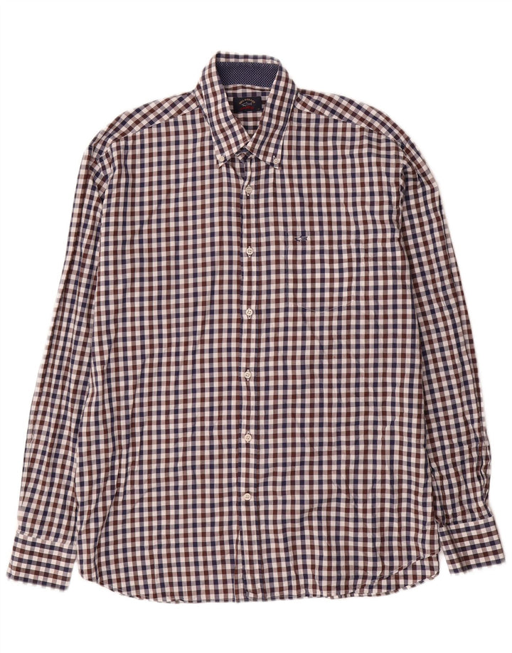 Camicia da yachting da uomo Paul & Shark taglia 43 grande cotone a quadretti multicolore