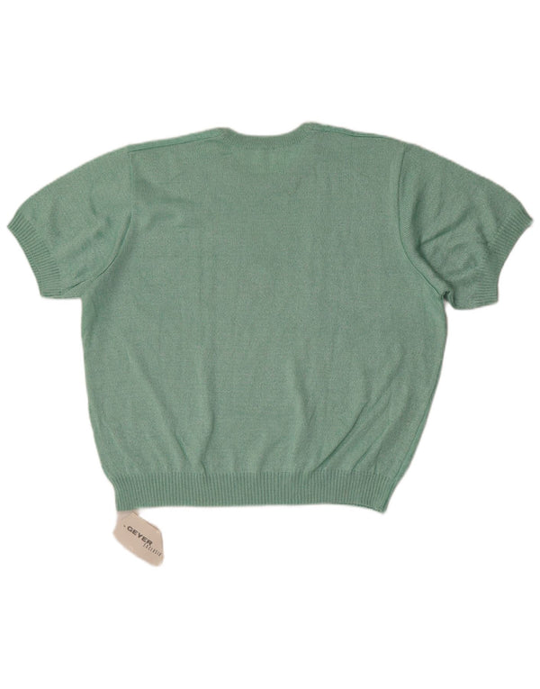 Maglione maglione girocollo a maniche corte da donna vintage EU 48 2XL Verde