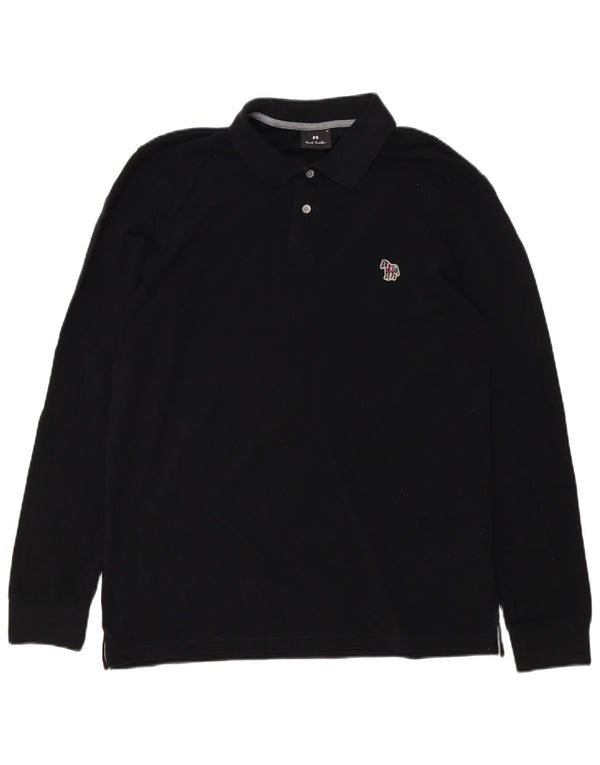 Paul Smith Mens Long Sleeve Polo Shirt Medium Black