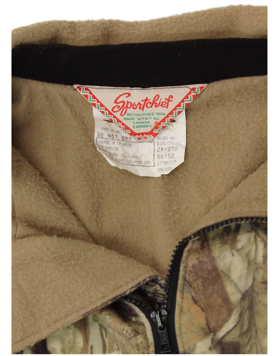 Giacca a vento vintage da uomo IT 50/52 Grande poliestere floreale kaki