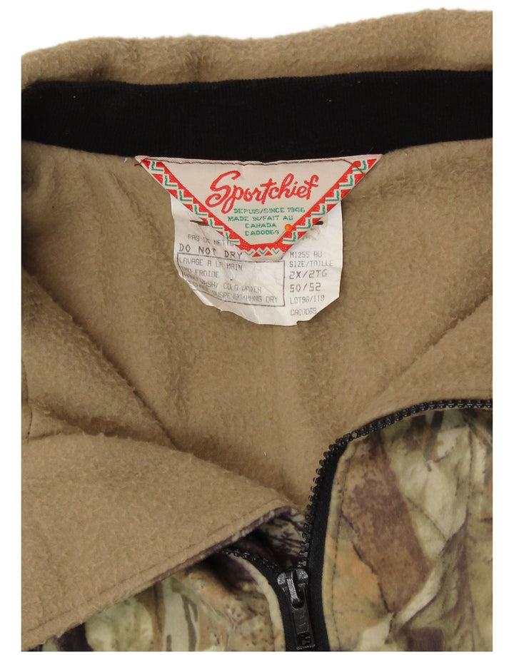 Giacca a vento vintage da uomo IT 50/52 Grande poliestere floreale kaki