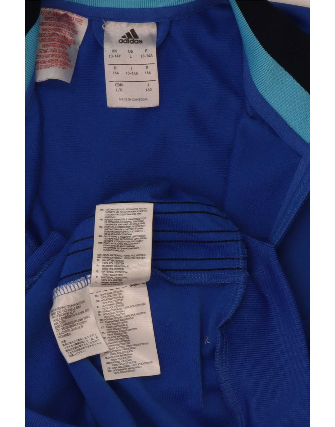 Giacca da tuta da ragazzo Adidas 13-14 anni in poliestere color block blu