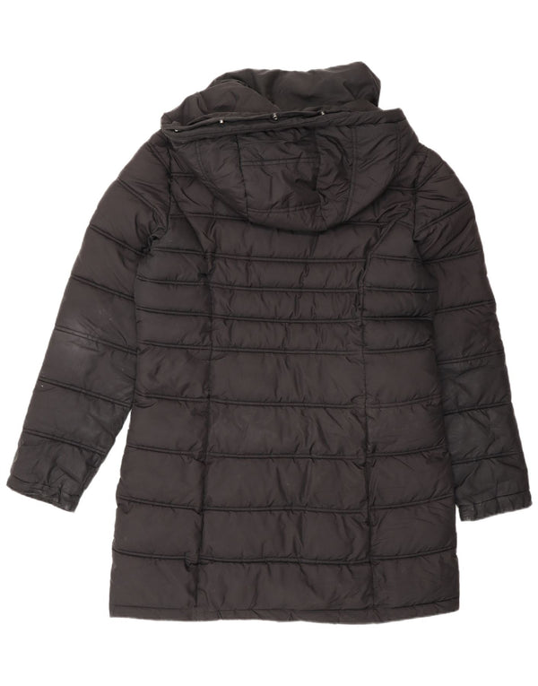 Cappotto imbottito con cappuccio da donna Superdry UK 12 medio poliestere nero