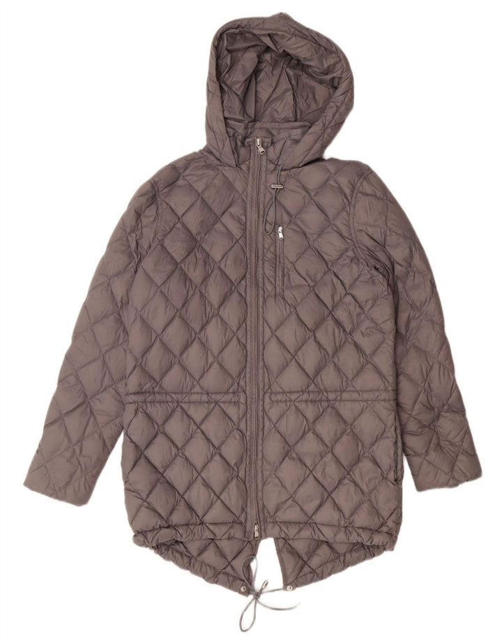 RALPH LAUREN Womens Oversized Hooded Parka Padded Coat UK 10 Small Grey