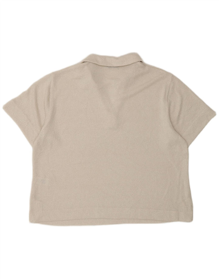 Polo da donna Marks & Spencer UK 16 grande poliestere bianco sporco