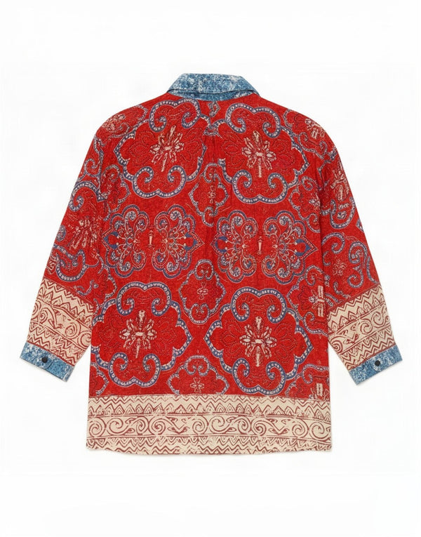 Desigual Camicia da Donna con vestibilità rilassata, Camicetta UK 18 XL Rosso Floreale