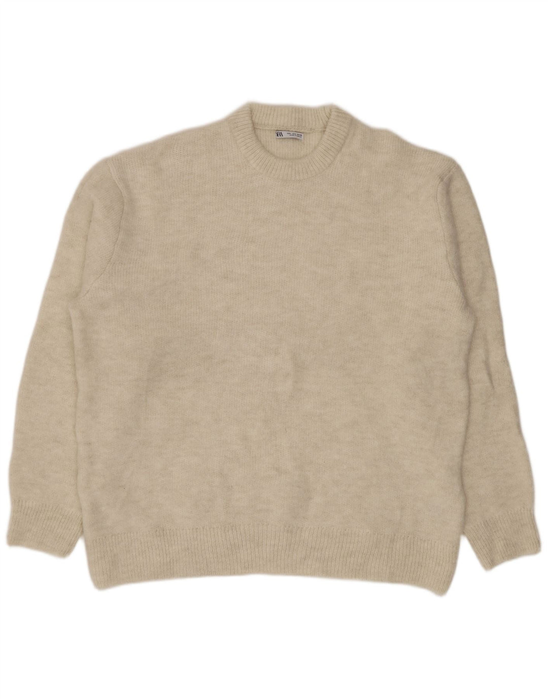 ZARA Maglione Girocollo da Uomo Grande in Acrilico Beige