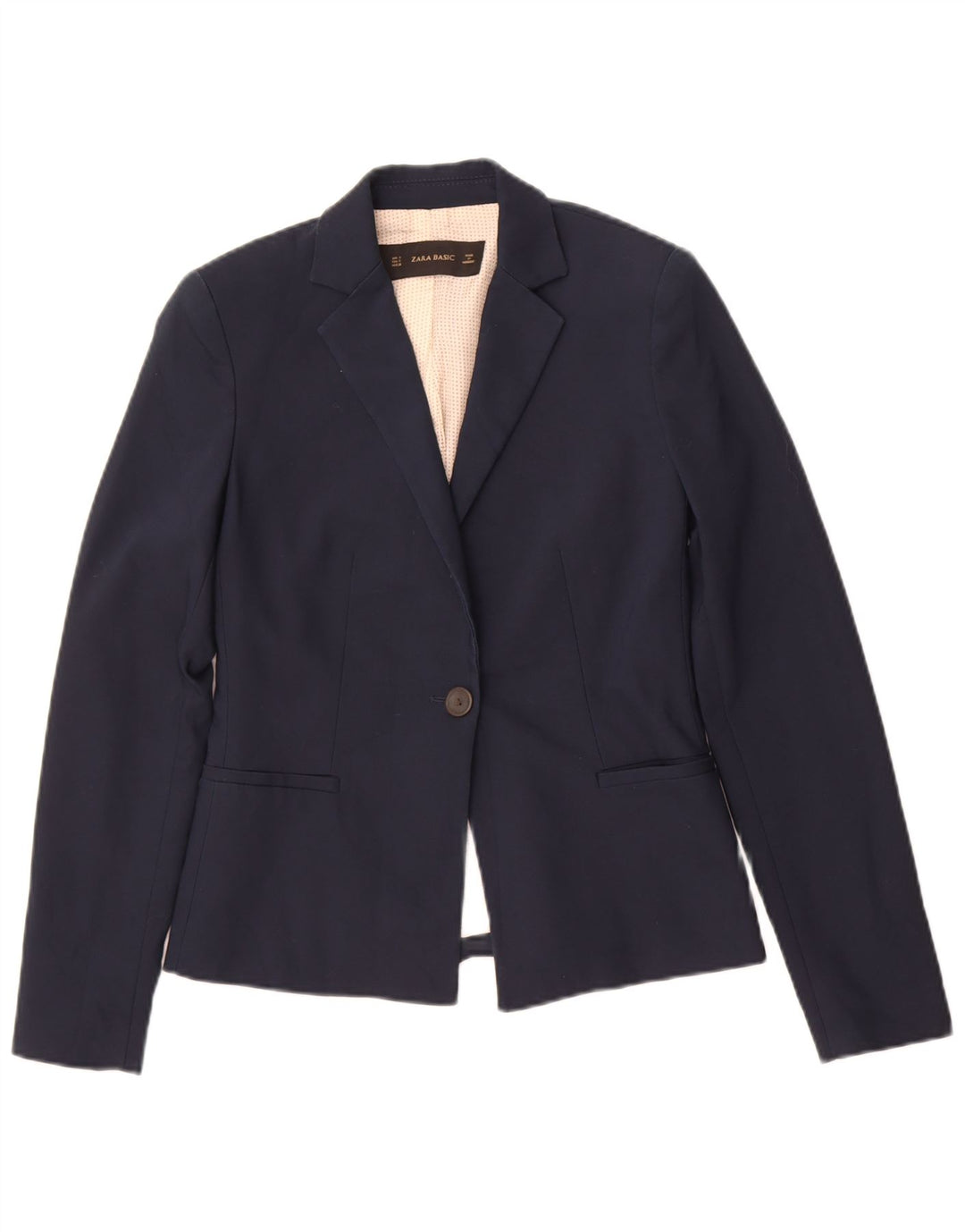 Giacca blazer da donna a 1 bottone Zara UK 10 piccola in cotone blu navy
