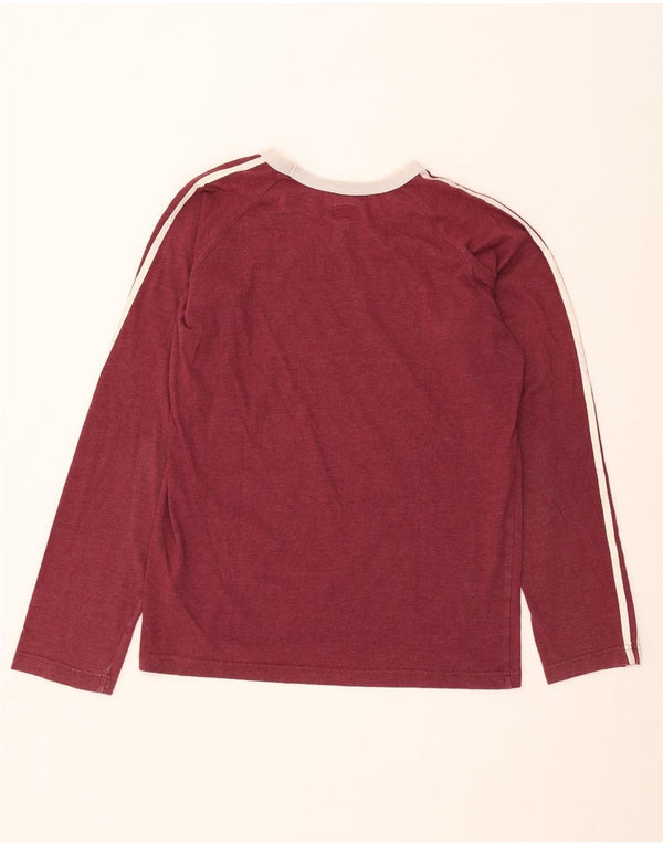 Top Adidas da uomo a maniche lunghe in cotone bordeaux medio