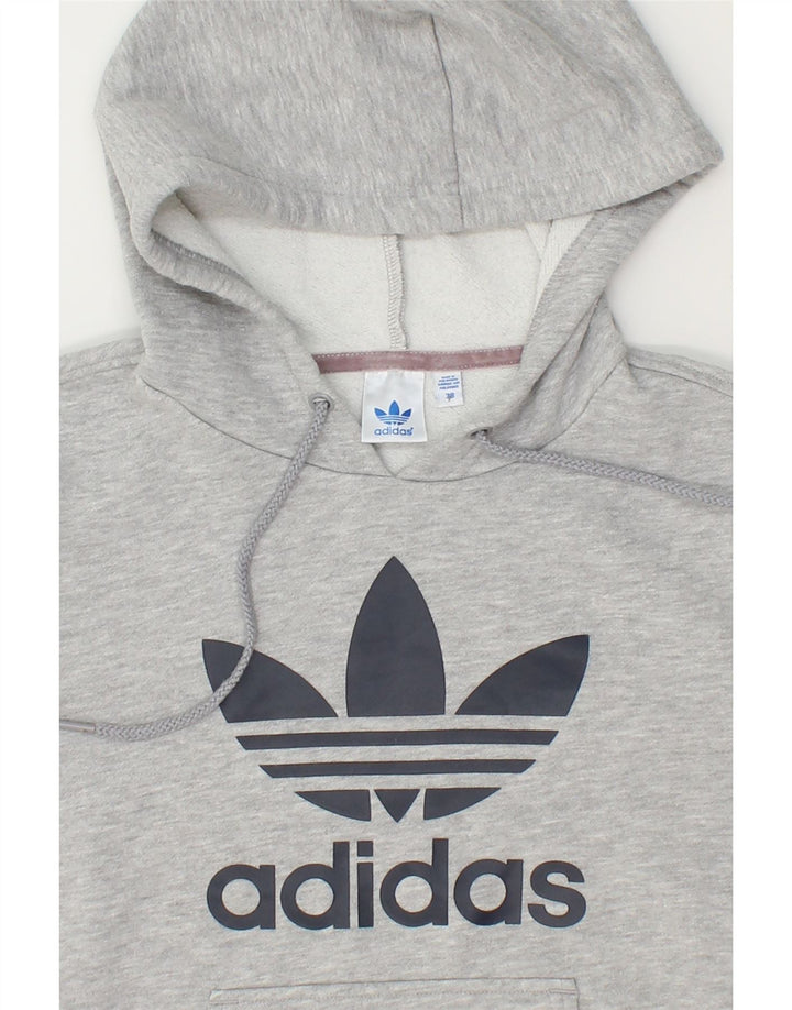 ADIDAS Womens Graphic Hoodie Jumper EU 38 Medium Grey Cotton Vintage Adidas and Second-Hand Adidas from Messina Hembry 