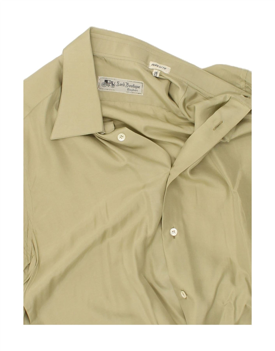Camicia da uomo VINTAGE taglia 16 41 grande seta kaki
