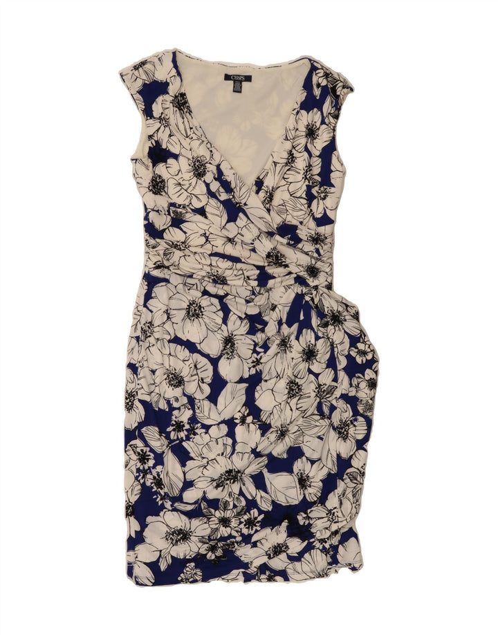 CHAPS Womens Sleeveless Sheath Dress UK 14 Medium Navy Blue Floral Vintage Chaps and Second-Hand Chaps from Messina Hembry 