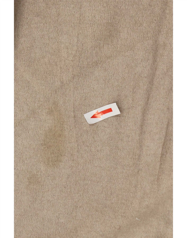 Refrigiwear Maglione da uomo con scollo a V grande in seta beige