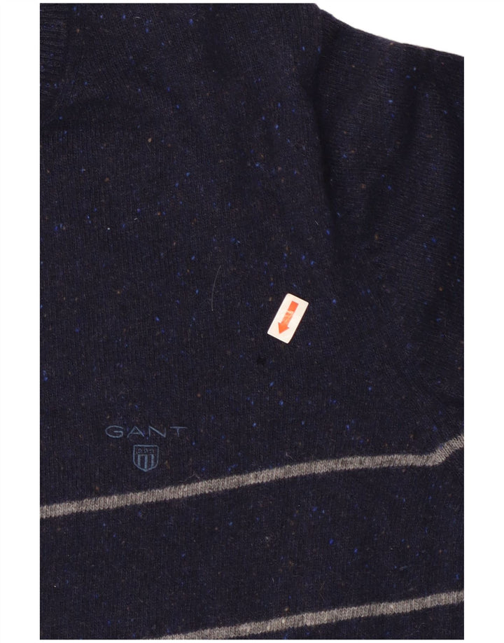Gant Maglione da uomo girocollo in lana a righe medie blu navy