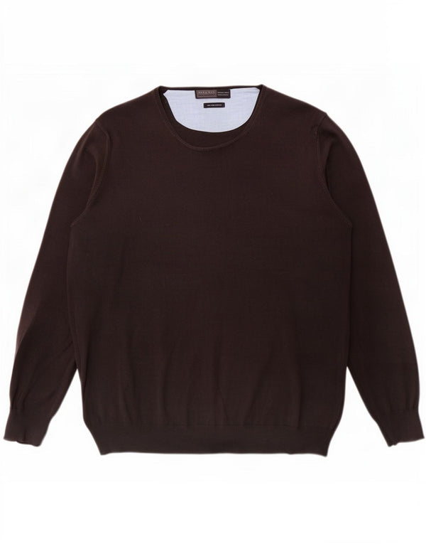 Maglione maglione girocollo da uomo, vestibilità regolare, Zara, grande, marrone