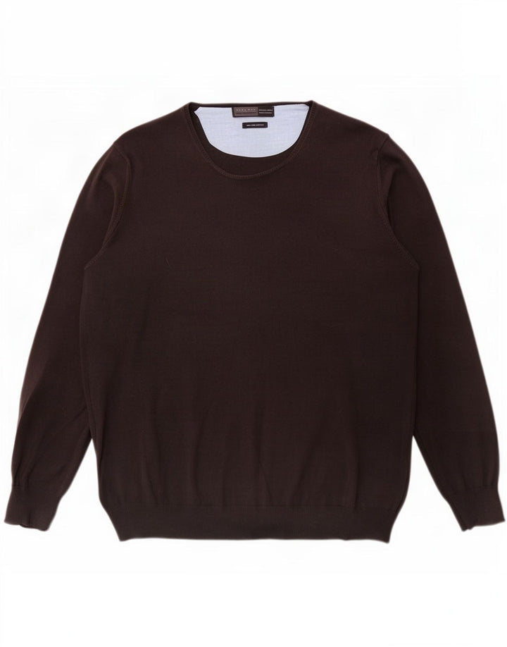 Maglione maglione girocollo da uomo, vestibilità regolare, Zara, grande, marrone