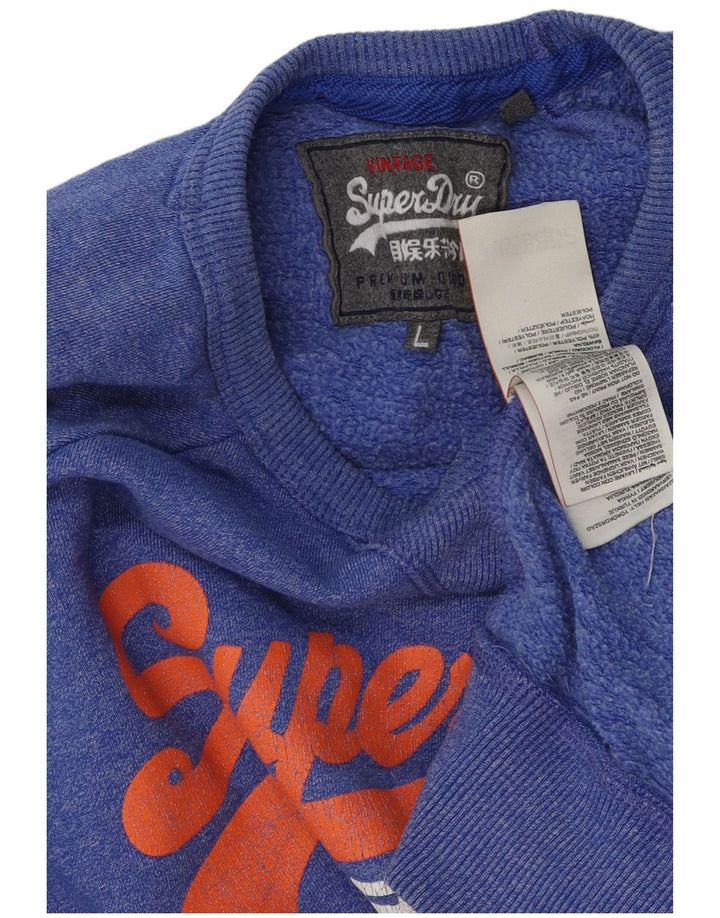 Felpa grafica da uomo Superdry Maglione grande cotone blu