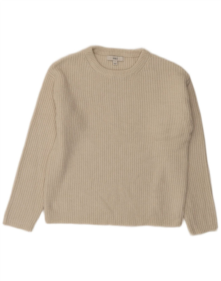 Maglione maglione girocollo da uomo Marks & Spencer piccolo poliestere bianco sporco