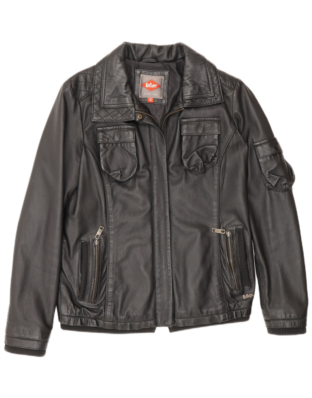 Giacca in pelle Lee Cooper da donna UK 12 media nera