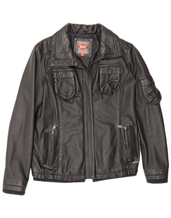 Giacca in pelle Lee Cooper da donna UK 12 media nera