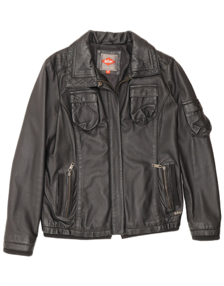 Giacca in pelle Lee Cooper da donna UK 12 media nera
