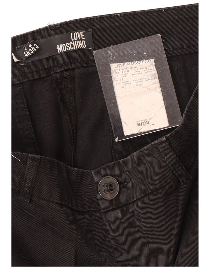 Pantaloni chino dritti da donna MOSCHINO W34 L29 cotone nero