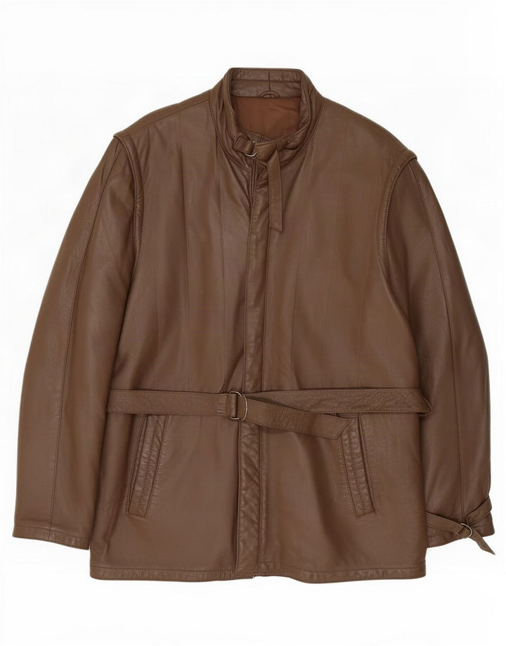Giacca in pelle vintage da uomo UK 40 grande marrone
