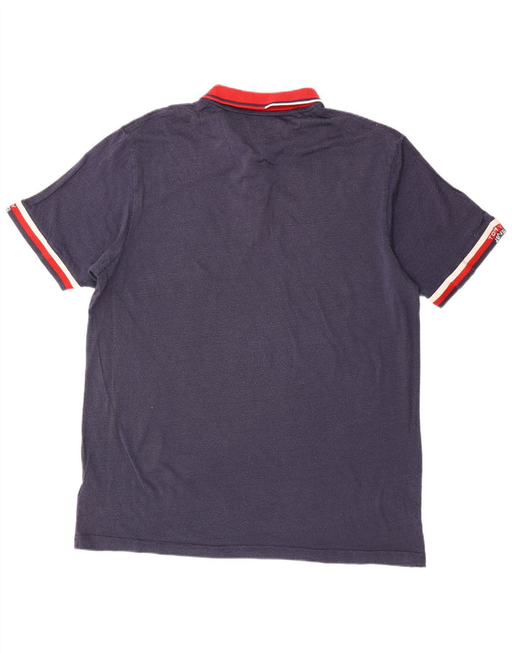 Polo da uomo Tommy Hilfiger XL in cotone color block blu navy