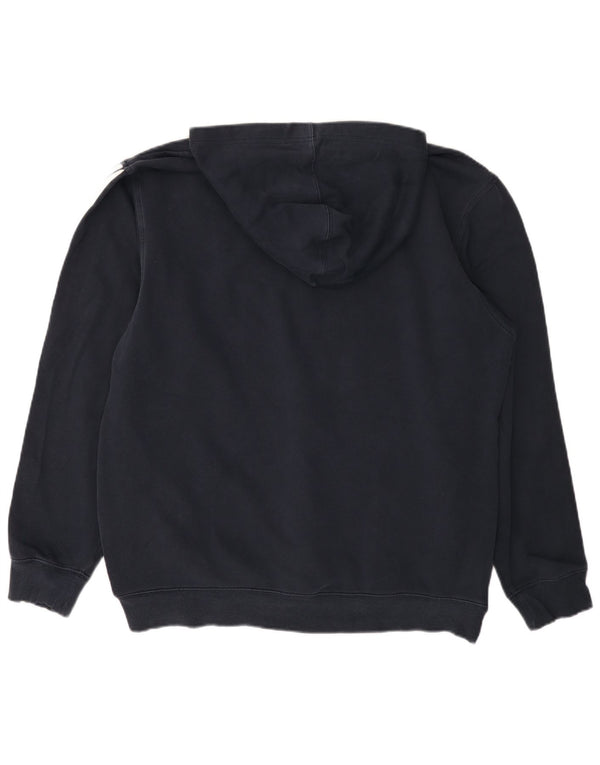 Felpa con cappuccio e zip da uomo Adidas XL in cotone color block blu navy