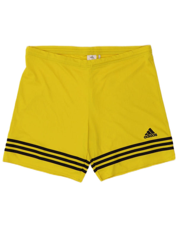 Pantaloncini sportivi da uomo Adidas grandi in poliestere a strisce gialle