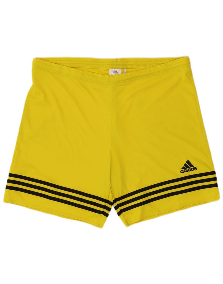 Pantaloncini sportivi da uomo Adidas grandi in poliestere a strisce gialle