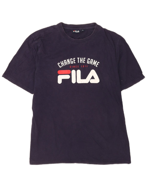 T-shirt grafica da uomo Fila Top XL in cotone blu navy