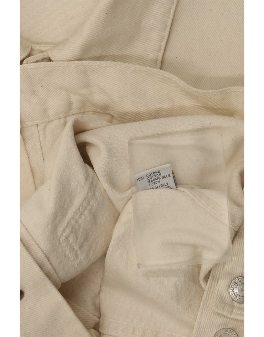 Giacca di jeans vintage da donna UK 20 2XL cotone bianco sporco