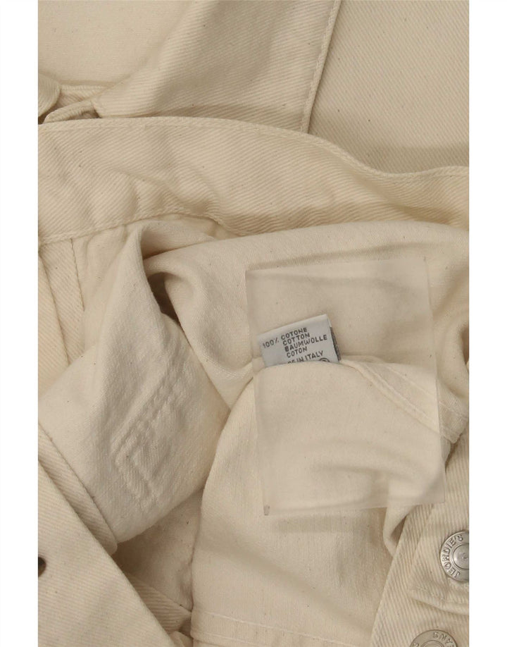 Giacca di jeans vintage da donna UK 20 2XL cotone bianco sporco