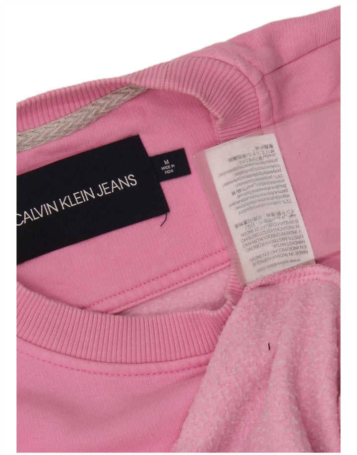 Felpa grafica da donna Calvin Klein Jeans Jumper UK 14 Rosa medio