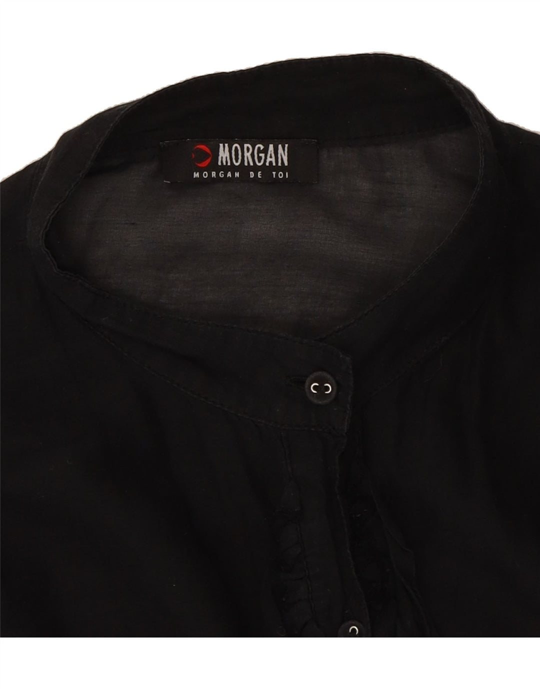 MORGAN Womens Front Tie Shirt Blouse UK 10 Small Black Vintage Morgan and Second-Hand Morgan from Messina Hembry 