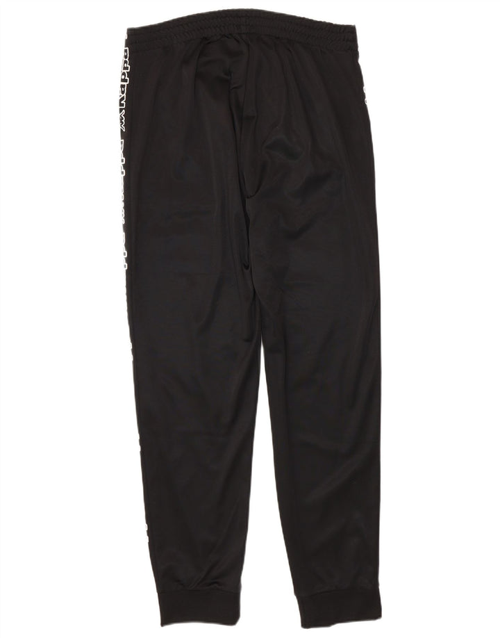 Pantaloni da tuta con grafica Kappa da uomo, pantaloni da jogging, grandi, in poliestere nero