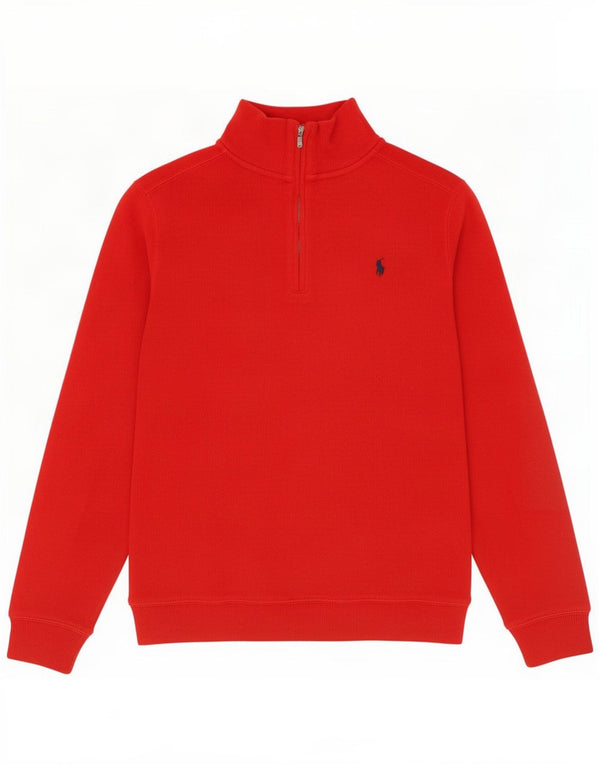 Polo Ralph Lauren Boys Zip Neck Top Long Sleeve 10-11 Years Medium Red