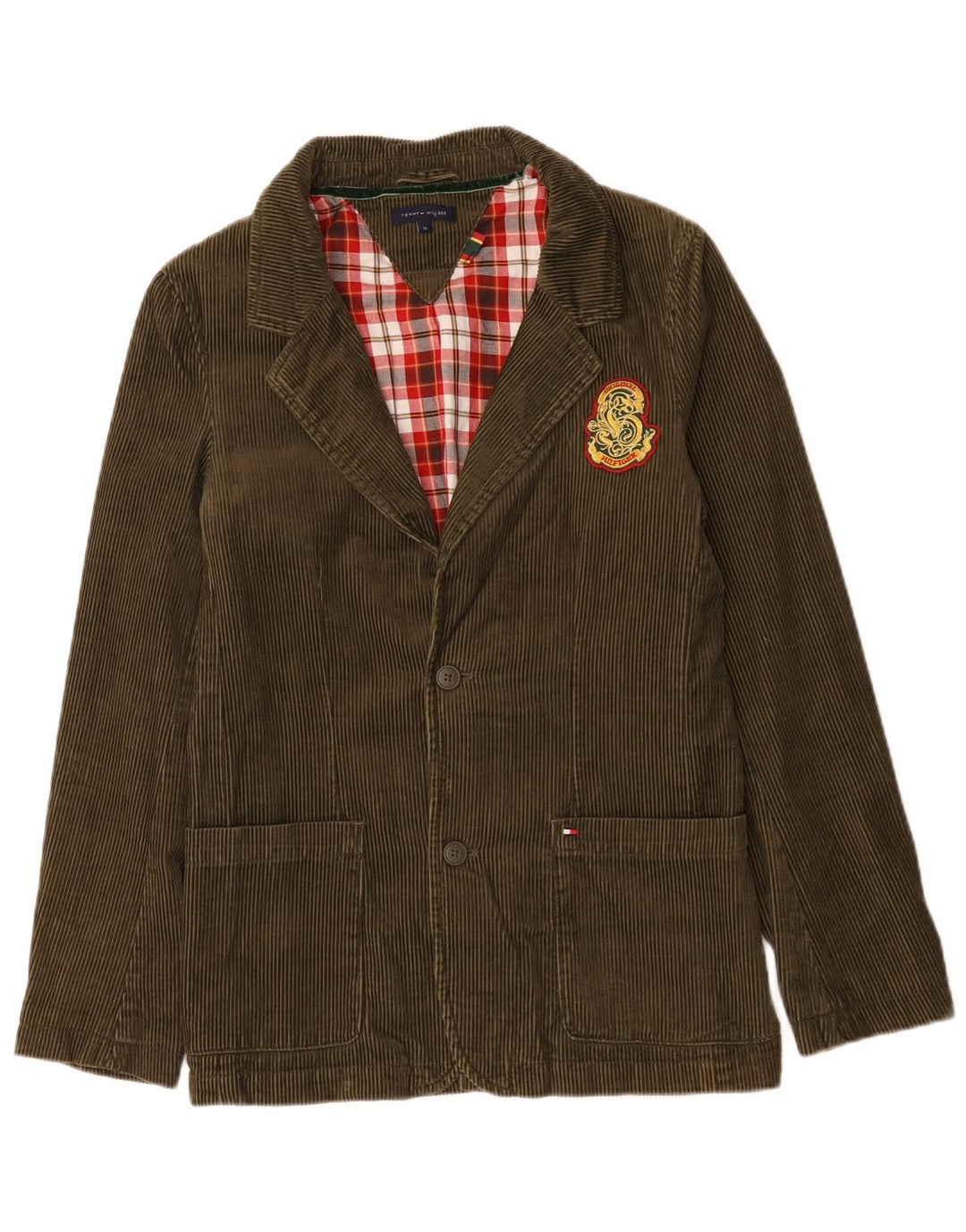Giacca blazer in velluto a coste a 2 bottoni Tommy Hilfiger per ragazzi 15-16 anni color kaki
