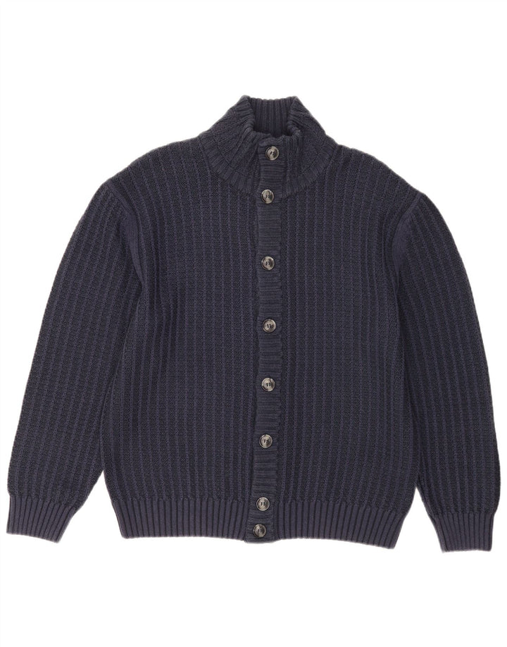 Maglione cardigan da uomo vintage UK 40 cotone blu navy medio