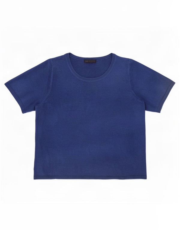 Maglione da donna Marks & Spencer a maniche corte con scollo a barca UK 20 2XL Blu