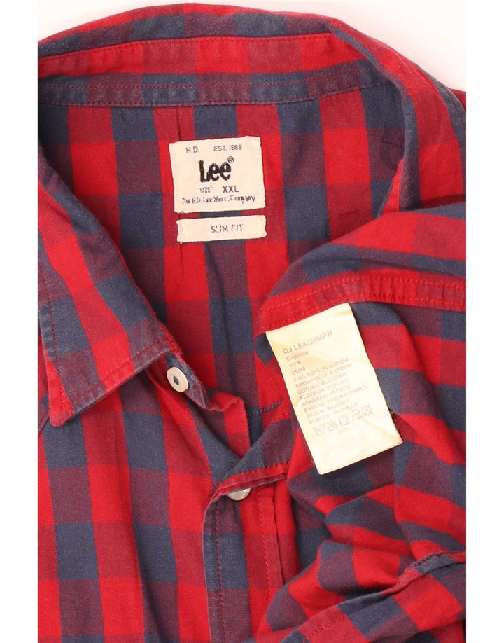 Camicia Lee da uomo slim fit 2XL in cotone a quadri rossi