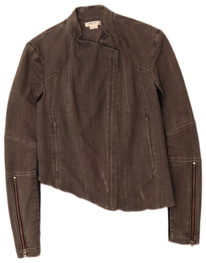 Giacca da motociclista asimmetrica da donna Helmut Lang UK 10 Small Grey Colourblock